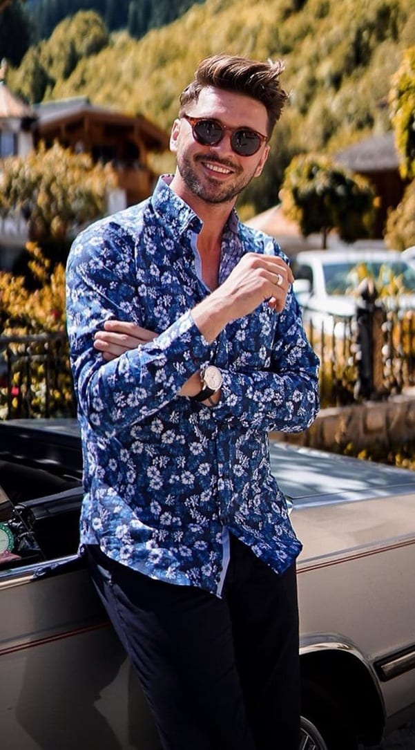 Stunning Blue Printed Shirt Outfits for Men