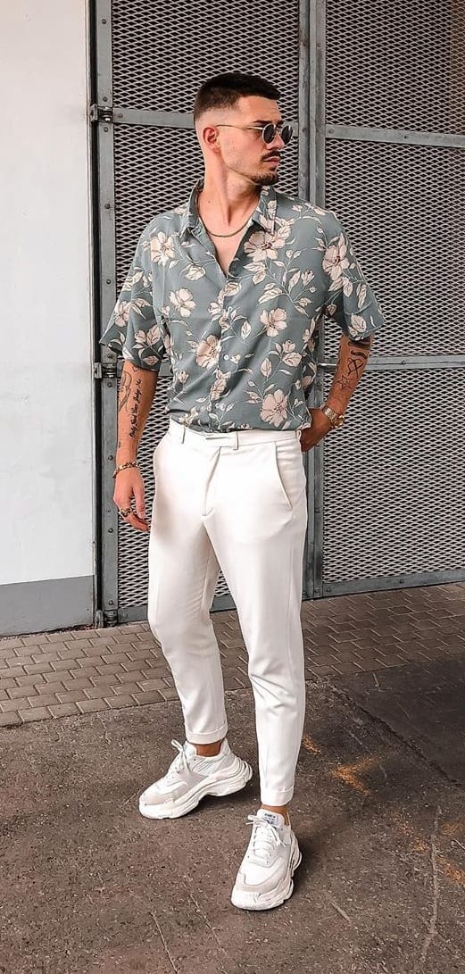 Short Sleeve Shirt - Trousers -Summer Outfits for Men