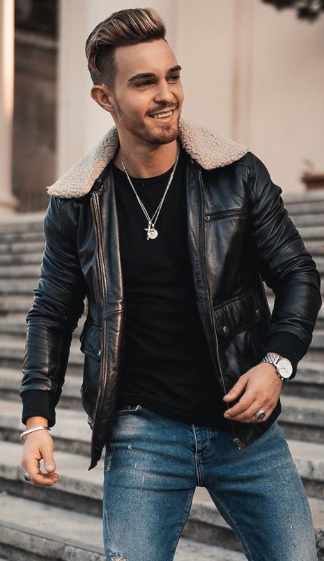 Leather Jacket Outfit for Men to Wear in Fall