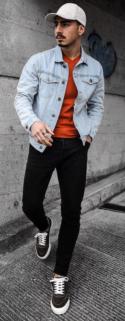 Plain Tee- Denim Jacket- Pants