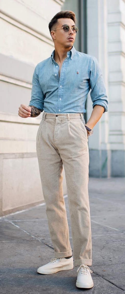 Chambray Shirt- Chinos Outfit