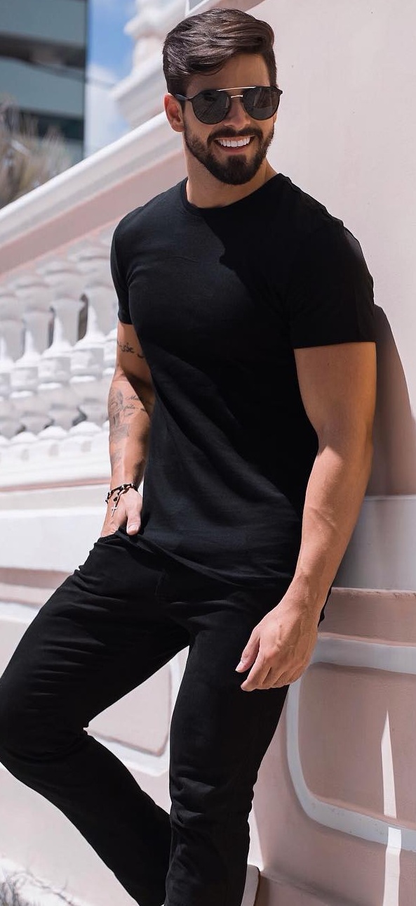 Mens Black Tee Outfits