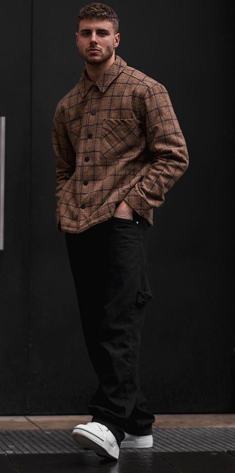 Cool Check Shirt Outfit Styled With Baggy Pants