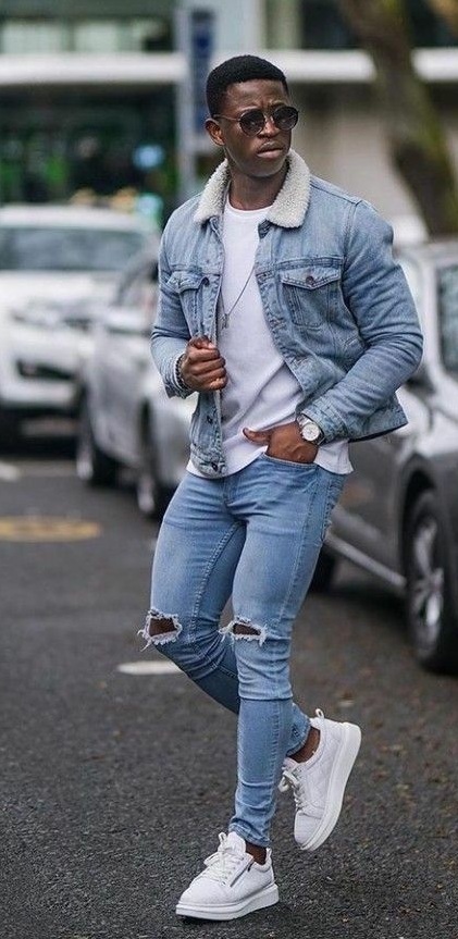 Denim Jackets with White Tee Club night outfit