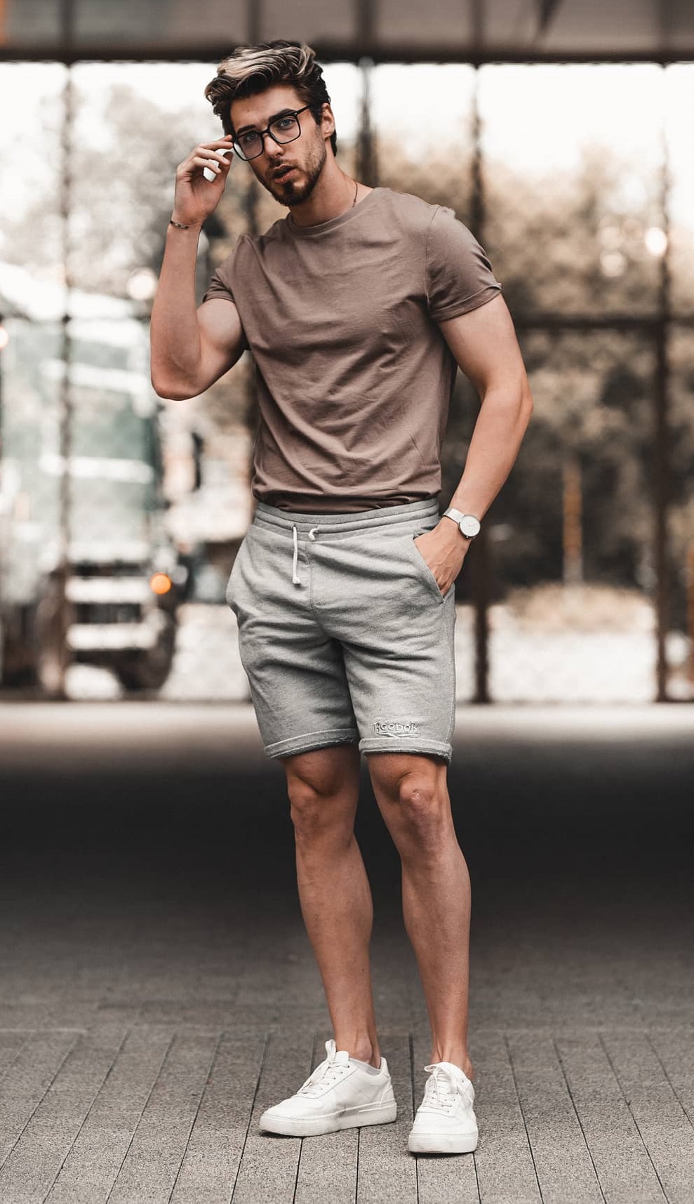 Shorts and Tees with white sneakers