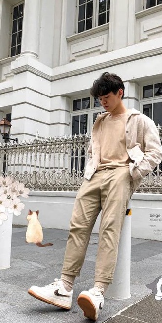 Beige color monochrome look