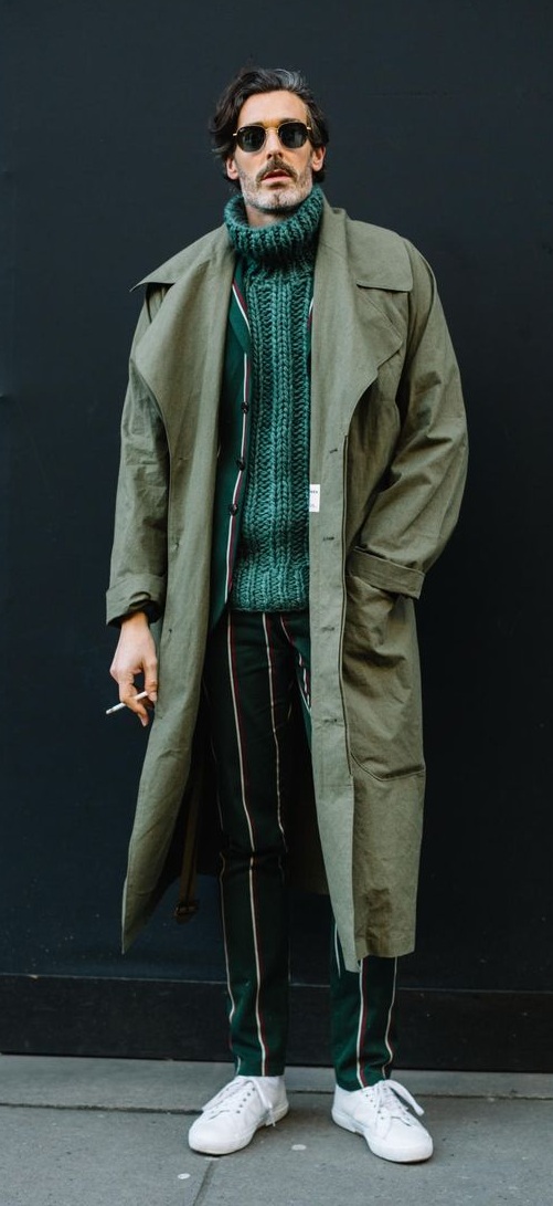 Green Monochrome outfits for men