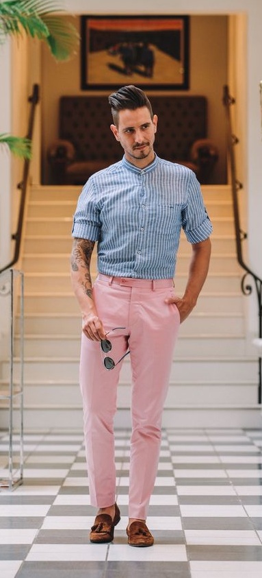 Pink Valentines day look for Men