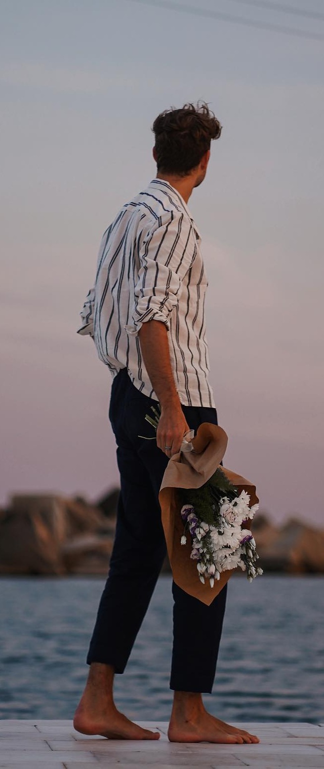 Striped Shirts Valentines day outfit for Men