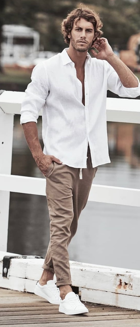 Neutral look With Linen Outfits for Summer.