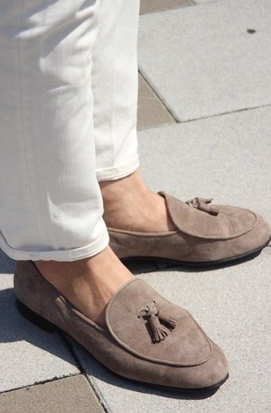 beige Moccasins of leather