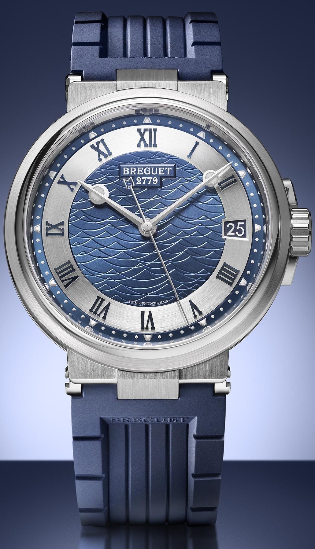 breguet blueish silver men's watch