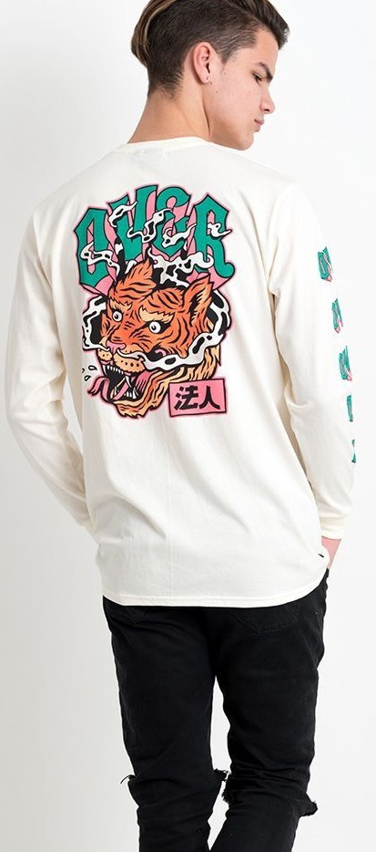 white hoodie with a lion backprint