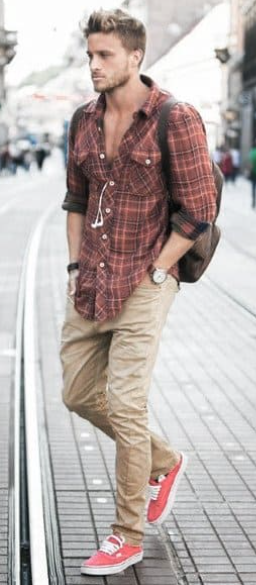 Accessorizing Your Flannel outfit with earphones, watch and a bracelet