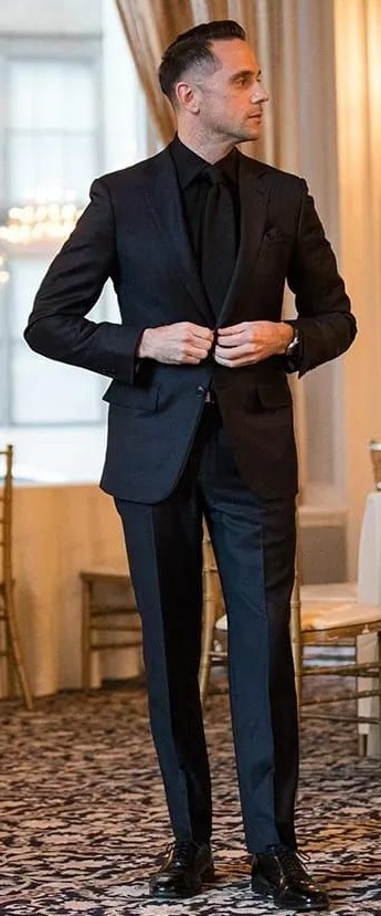 Black Shirt Wedding Suit