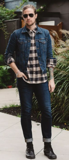 Springtime Flannel outfit Fashion in denim jacket