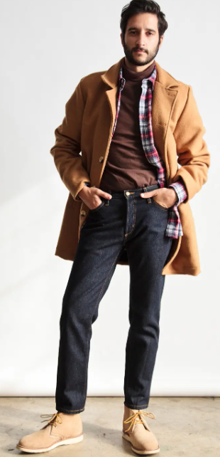 Winter Warmth with Flannel with orange jacket