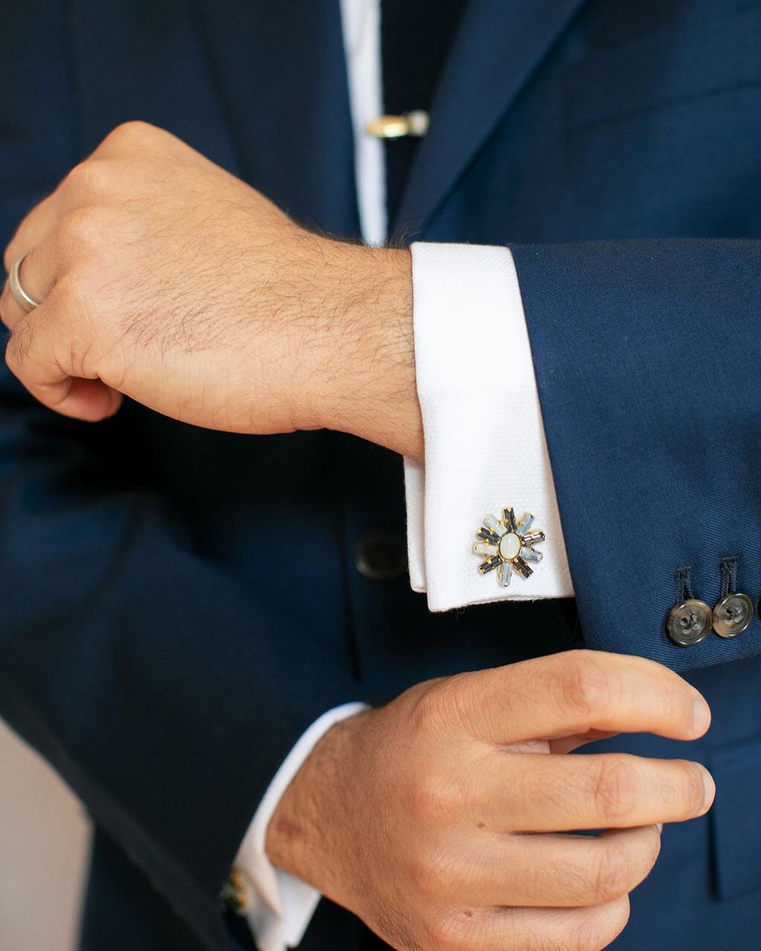 cufflinks accessorized in a cocktail attire