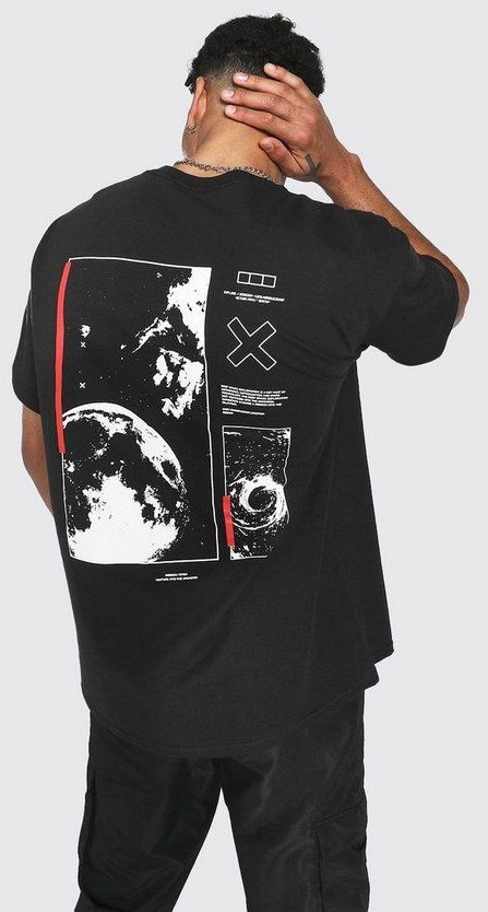 Astrophilia black back Printed Oversized T-shirt