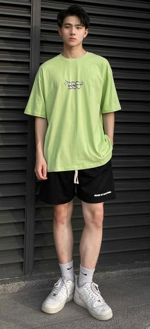 Minimalism with green tee and short