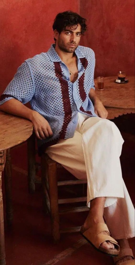 Crochet Shirt Outfit Look