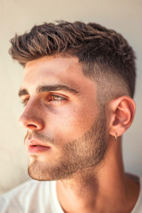 Stubble Beard with Textured Hairstyle