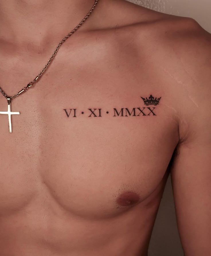 Roman Numerals Chest Tattoo