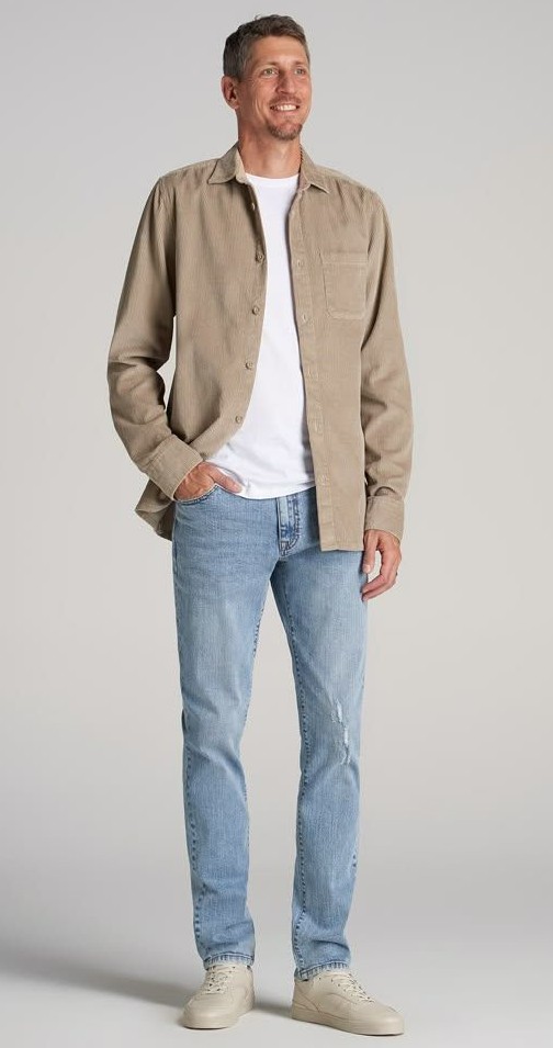 Beige Jacket with Sky Blue Jean
