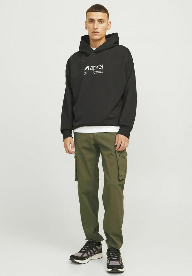 Black Hoodie with Olive Cargo