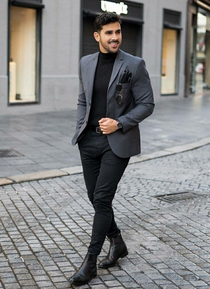 Blazer and Turtleneck with Boots