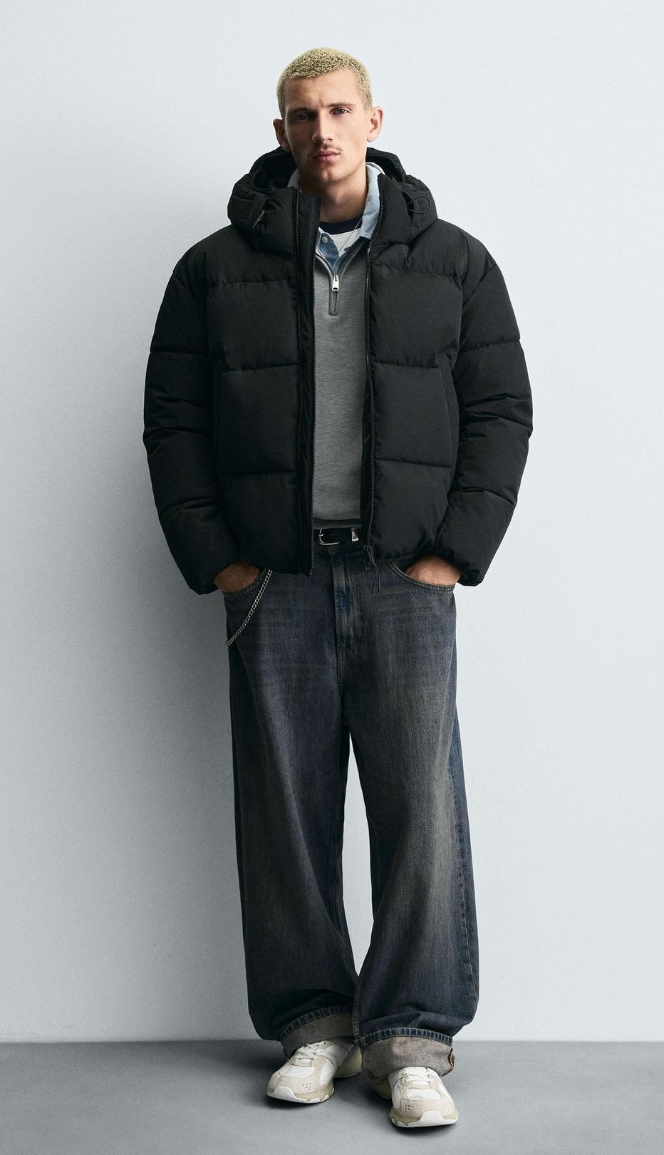 Matte black Puffer Coat